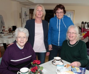 On Wednesday morning in Kerlogue Nursing Home at the Alzheimer's Tea party were Margaret Monahan, Marie Byrne, Ann Delaney and Bridie Wright